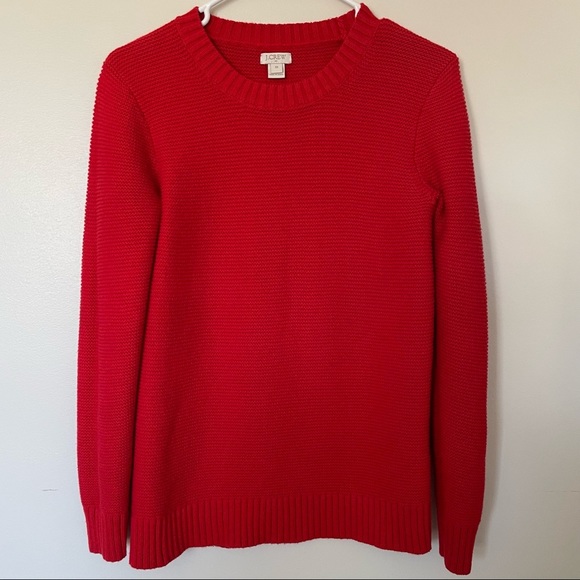 J.Crew Red Scoop Neck Knitted Ribbed Sweater. Size XS - Picture 1 of 8